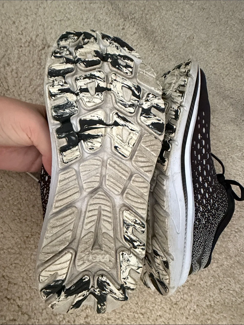 Hoka Black and White Women's Athletic Running Shoes